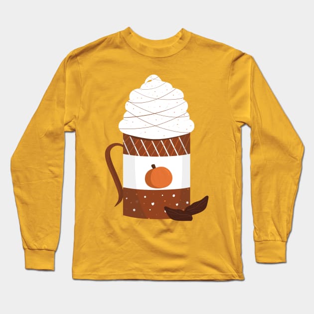 Fall Time Coffee with Whipped Cream Long Sleeve T-Shirt by PandLCreations